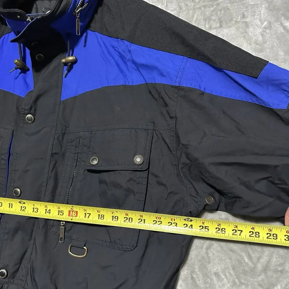 Vintage Marker Ski Jacket Mens Size XL Black Anorak Outdoors Pullover 90s W Hood